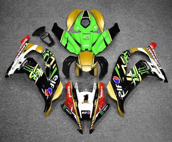 Kawasaki ZX-10R Fairings (2016-2020) Gold, Black, Green at KingsMotorcycleFairings.com