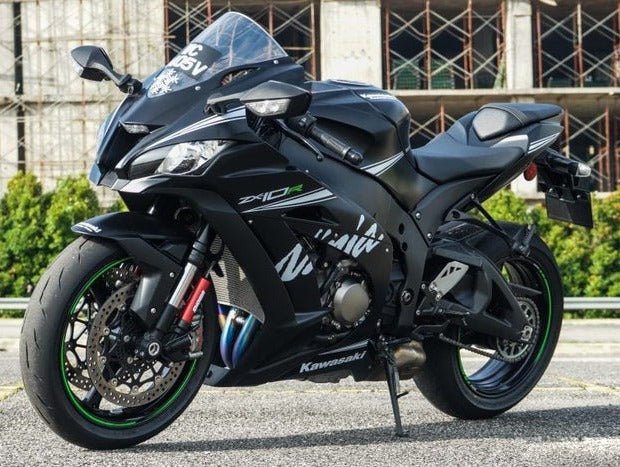 Kawasaki ZX10R Fairings (2016-2020) Matte Black, White, Green at KingsMotorcycleFairings.com