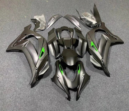Kawasaki ZX10R Fairings (2016-2020) Matte Silver, Green at KingsMotorcycleFairings.com