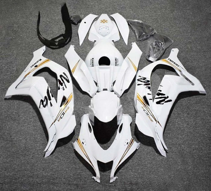 Kawasaki ZX10R Fairings (2016-2020) White, Gold, Black at KingsMotorcycleFairings.com