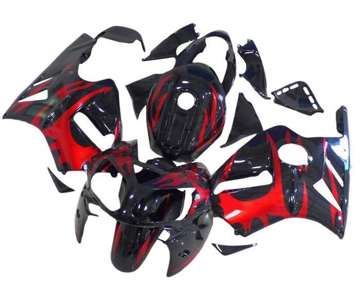 Kawasaki Ninja ZX12R Fairings (2000-2001) Black, Red, Tribal at KingsMotorcycleFairings.com