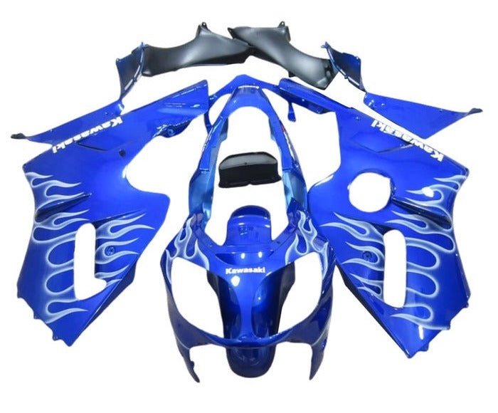 Kawasaki Ninja ZX12R Fairings (2000-2001) Blue, White Flames at KingsMotorcycleFairings.com