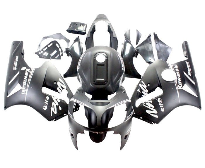 Kawasaki Ninja ZX12R Fairings (2000-2001) Matte Black, White at KingsMotorcycleFairings.com