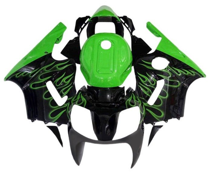 Kawasaki Ninja ZX12R Fairings (2002-2006) Black, Green Flames at KingsMotorcycleFairings.com