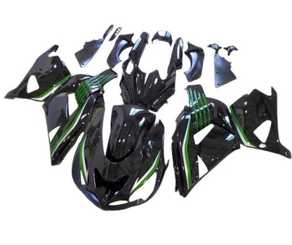 Kawasaki ZX-14R Fairings (2006-2011) Black, Green, Silver Stripe at KingsMotorcycleFairings.com