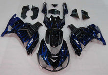 Kawasaki ZX-14R Fairings (2006-2011) Gloss Black, Blue Flames at KingsMotorcycleFairings.com