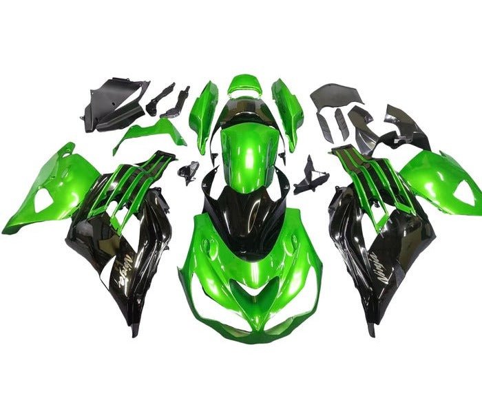 Kawasaki ZX-14R Fairings (2012-2024) Gloss Green, Black at KingsMotorcycleFairings.com