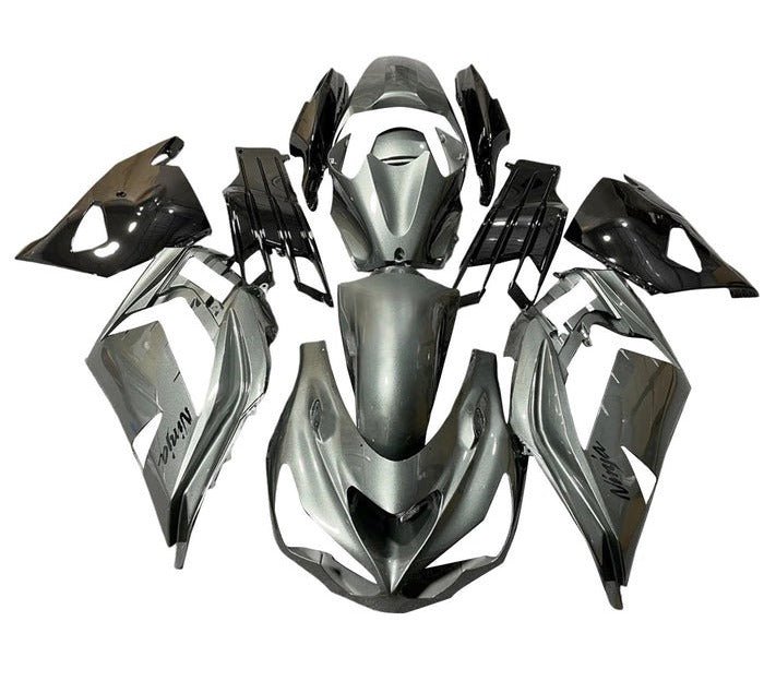 Kawasaki ZX14R Fairings (2012-2024) Metallic Silver, Black at KingsMotorcycleFairings.com