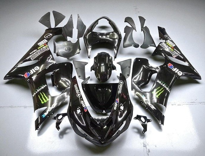 Kawasaki ZX6R 636 Fairings (2005-2006) Black, Monster at KingsMotorcycleFairings.com