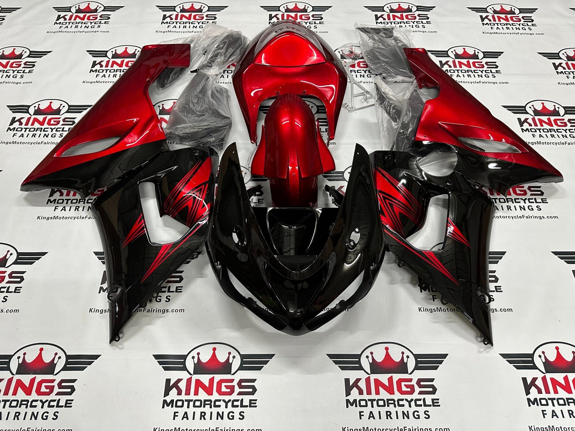 Kawasaki ZX6R 636 Fairings (2005-2006) Black, Dark Red at KingsMotorcycleFairings.com