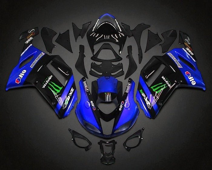 Kawasaki ZX6R 636 Fairings (2007-2008) Blue, Black, Green Monster at KingsMotorcycleFairings.com