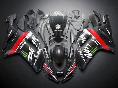 Kawasaki ZX6R 636 Fairings (2007-2008) Matte Black, White, Red Monster at KingsMotorcycleFairings.com