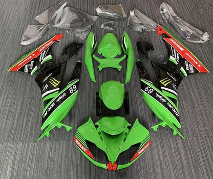 Kawasaki Ninja ZX6R 636 Fairings (2009-2012) Green, Black, Red Motocard at KingsMotorcycleFairings.com