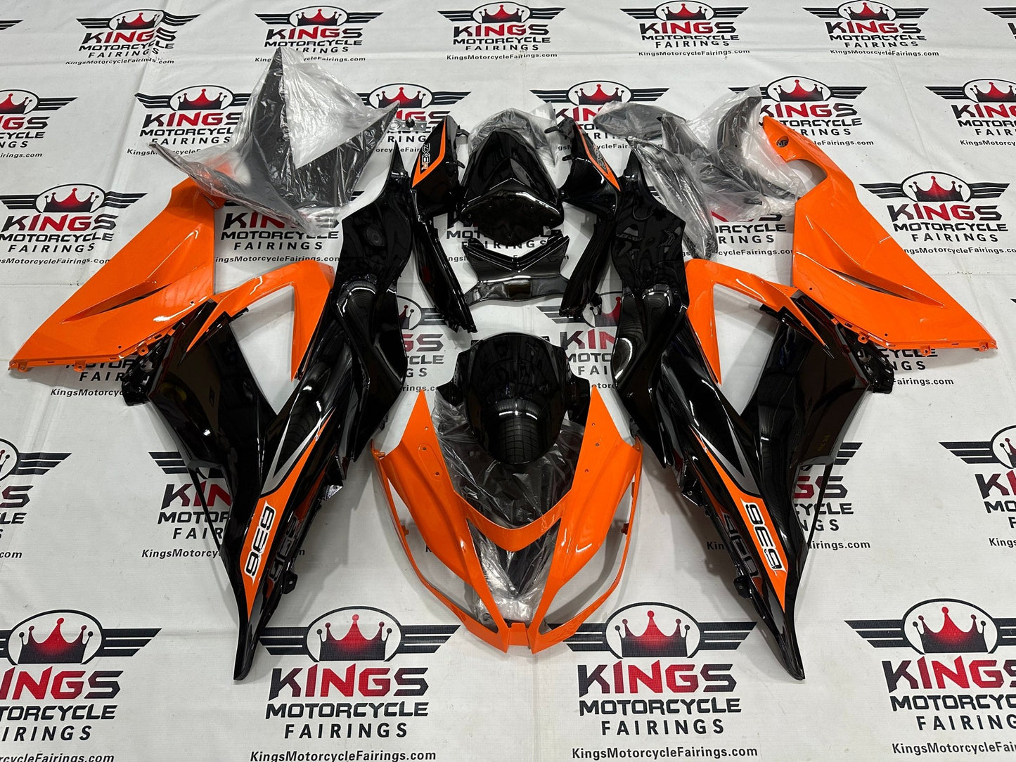 Kawasaki ZX6R 636 Fairings (2013-2018) Black, Orange, Silver at KingsMotorcycleFairings.com