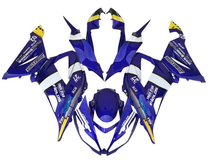 Kawasaki ZX6R 636 Fairings (2013-2018) Blue, White, Yellow at KingsMotorcycleFairings.com