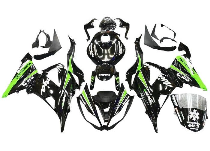 Kawasaki ZX6R 636 Fairings (2013-2018) Green, Black, White, Elf at KingsMotorcycleFairings.com
