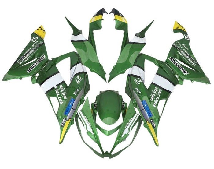 Kawasaki ZX6R 636 Fairings (2013-2018) Green, White, Yellow at KingsMotorcycleFairings.com