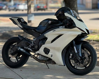 Kawasaki ZX6R 636 Fairings (2013-2018) White Cream, Matte Black at KingsMotorcycleFairings.com