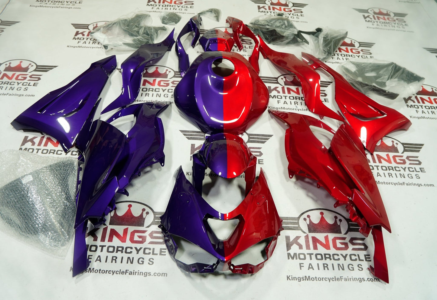 Kawasaki ZX6R 636 Fairings (2024-2025) Red, Purple Half Split from KingsMotorcycleFairings.com