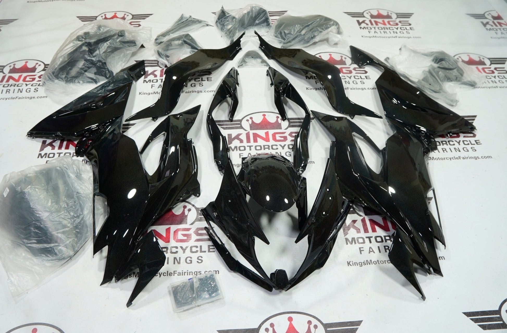 Kawasaki ZX6R Fairings (2019-2023) Black Rainbow Glitter from KingsMotorcycleFairings.com