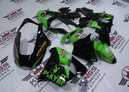 Kawasaki ZX9R Fairings (2000-2001) Black, Green Playboy from KingsMotorcycleFairings.com