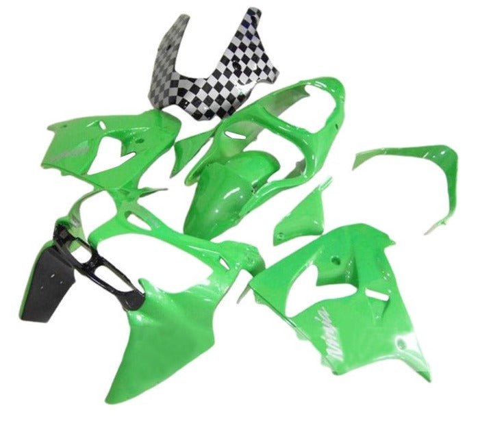 Kawasaki ZX9R Fairings (2000-2001) Green, Black, Checkered at KingsMotorcycleFairings.com