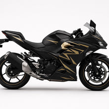 Kawasaki Ninja 400 Fairings (2018-2023) Matte Black, Matte Gold form KingsMotorcycleFairings.com
