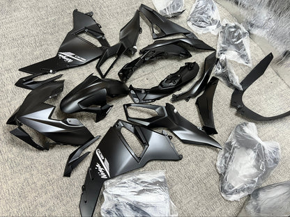 Kawasaki Ninja 500 Fairings (2024-2025) Matte Black, White from KingsMotorcycleFairings.com