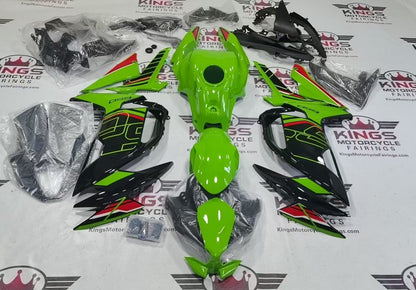 Kawasaki Ninja 650 Fairings (2020-2025) Striped Green, Black, Red at KingsMotorcycleFairings.com