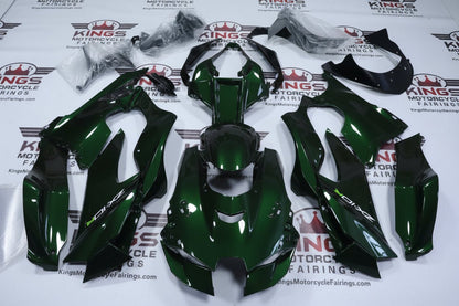 Kawasaki Ninja ZX10RR Fairings (2021-2025) Dark Green, White from KingsMotorcycleFairings.com