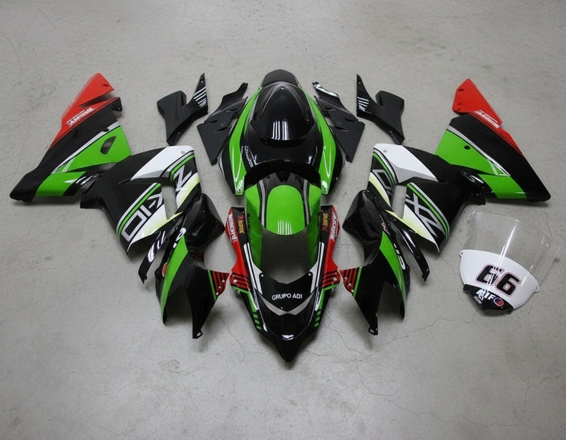 Kawasaki Ninja ZX10R Fairing Kit (2004-2005) Black, Green, Red, Silver at KingsMotorcycleFairings.com