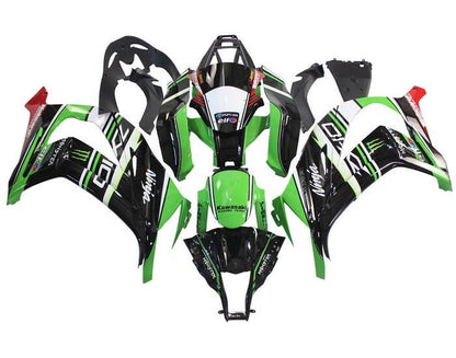 Kawasaki Ninja ZX10R Fairings (2011-2015) Green, Black, White, Red, Stripe at KingsMotorcycleFairings.com