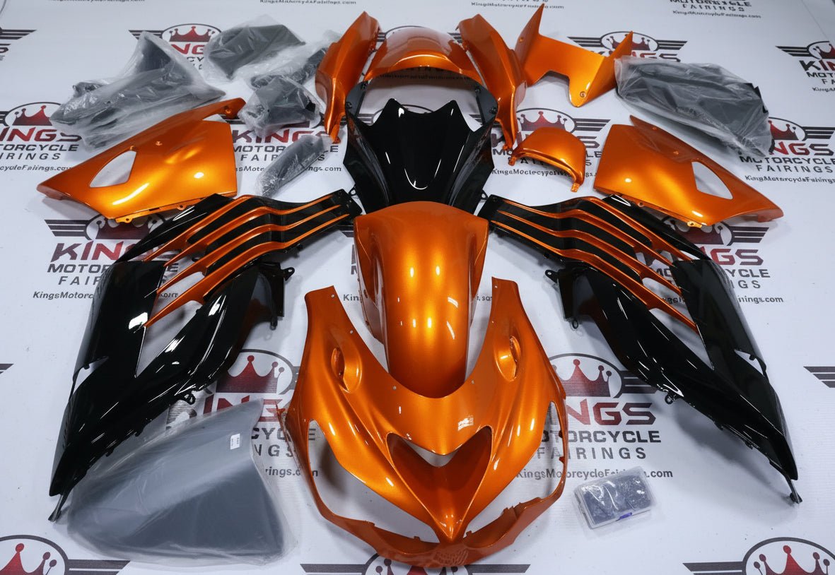 Kawasaki Ninja ZX14R Fairings (2012-2024) Orange, Black Gloss at KingsMotorcycleFairings.com