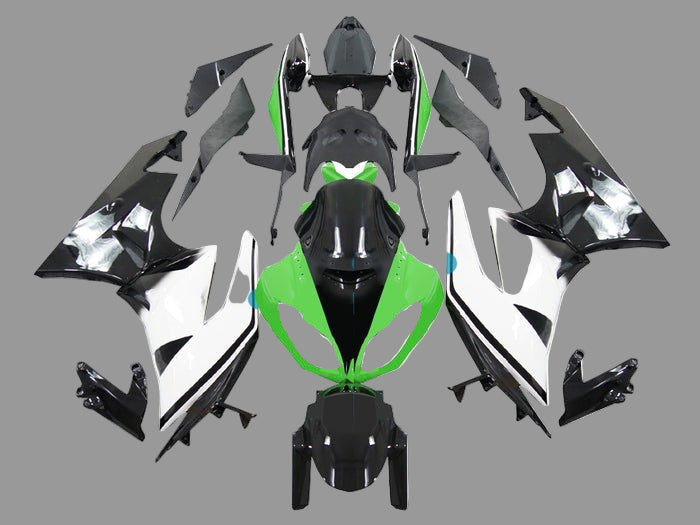 Kawasaki Ninja ZX6R 636 Fairings (2009-2012) White, Black, Green at KingsMotorcycleFairings.com