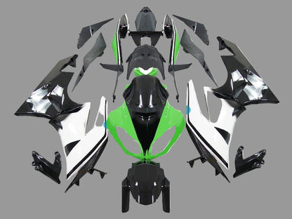 Kawasaki Ninja ZX6R 636 Fairings (2009-2012) White, Black, Green at KingsMotorcycleFairings.com