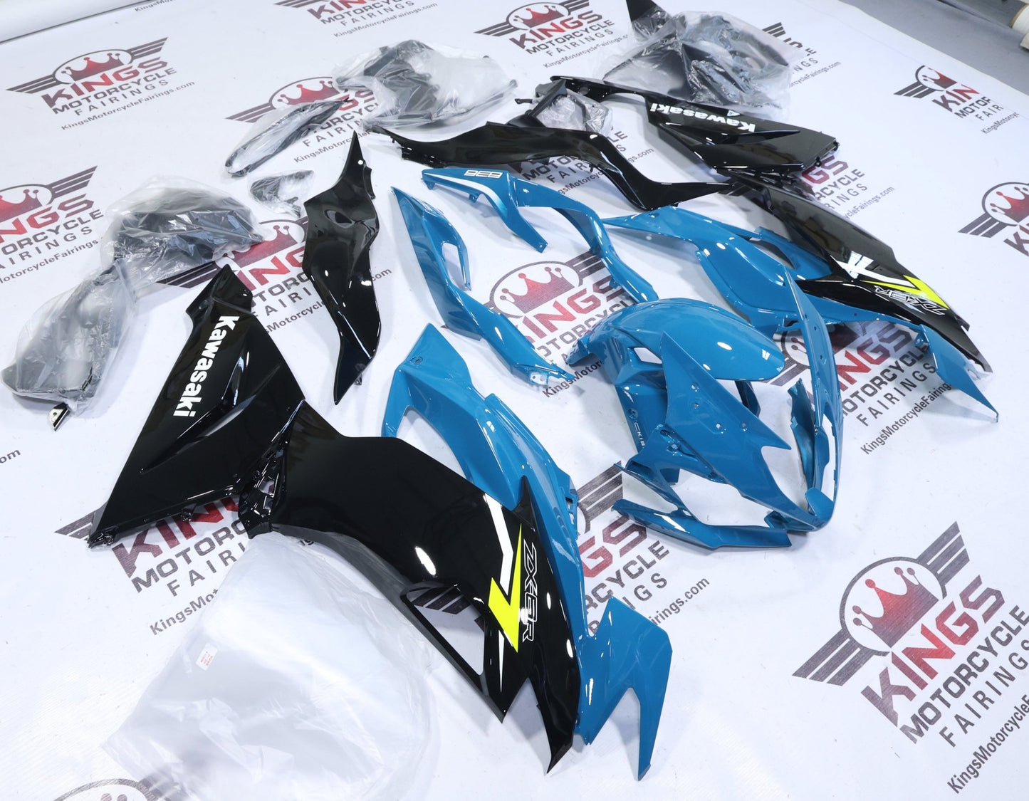 Kawasaki Ninja ZX6R 636 Fairings (2019-2023) Nardo Blue, Black, Yellow from KingsMotorcycleFairings.com