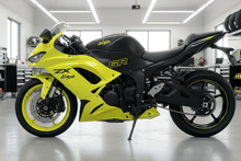 Kawasaki Ninja ZX6R Fairings (2019-2023) Matte Yellow Hi Vis, Faux Carbon Fiber from KingsMotorcycleFairings.com