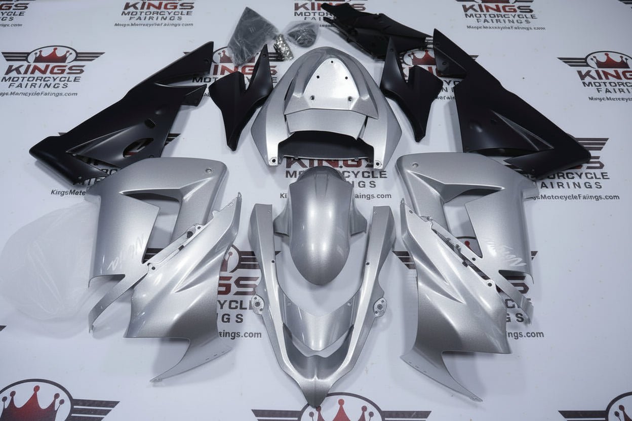 Kawasaki ZX-10R Fairings (2004-2005) Silver, Matte Black from KingsMotorcycleFairings.com