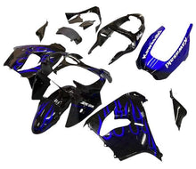 Kawasaki ZX-9R Fairings (2000-2001) Black, Blue, White, Flames at KingsMotorcycleFairings.com