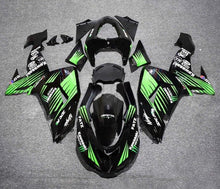 Kawasaki ZX10R Fairing Kit (2006-2007) Black, Green Stripes at KingsMotorcycleFairings.com