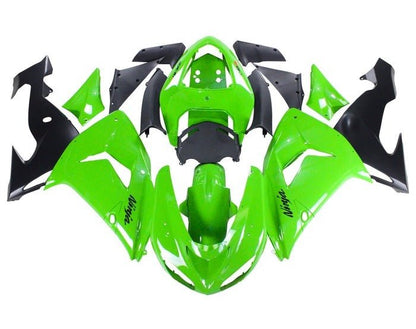 Kawasaki ZX10R Fairing Kit (2006-2007) Green, Gloss Black at KingsMotorcycleFairings.com