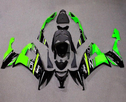 Kawasaki ZX10R Fairing Kit (2008-2010) Black, Green, Silver at KingsMotorcycleFairings.com
