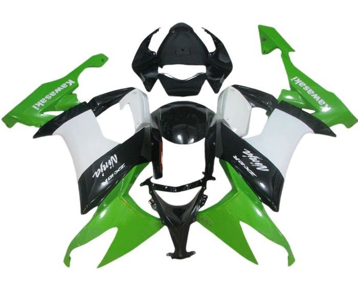 Kawasaki ZX10R Fairing Kit (2008-2010) Black, Green, White at KingsMotorcycleFairings.com
