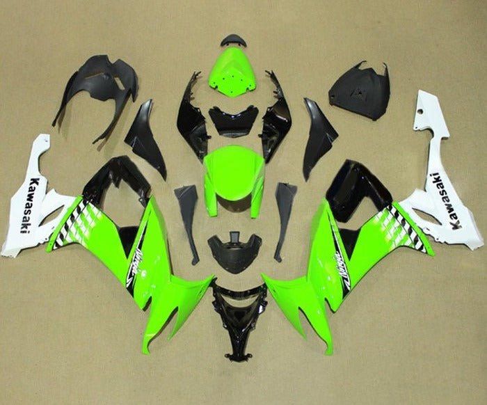 Kawasaki ZX10R Fairing Kit (2008-2010) Gloss Green, White, Black at KingsMotorcycleFairings.com
