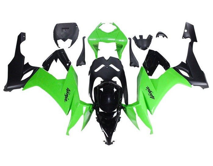 Kawasaki ZX10R Fairing Kit (2008-2010) Green, Black, Matte Black at KingsMotorcycleFairings.com