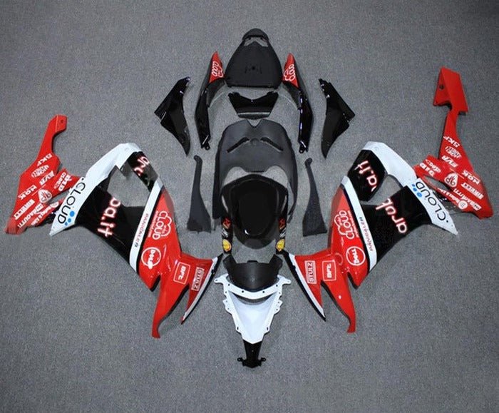 Kawasaki ZX10R Fairing Kit (2008-2010) Red, Black, White Stripe at KingsMotorcycleFairings.com