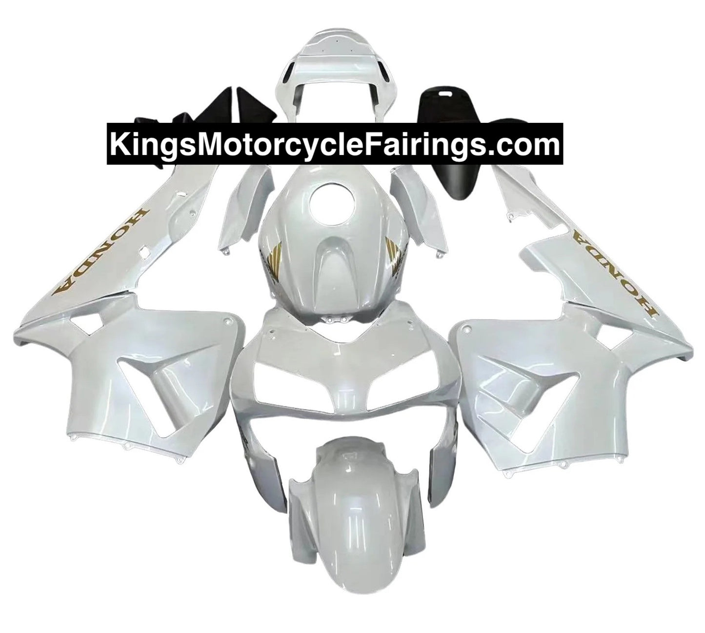 KingsMotorcycleFairings.com - Honda CBR600RR (2003-2004) White, Gold Fairings