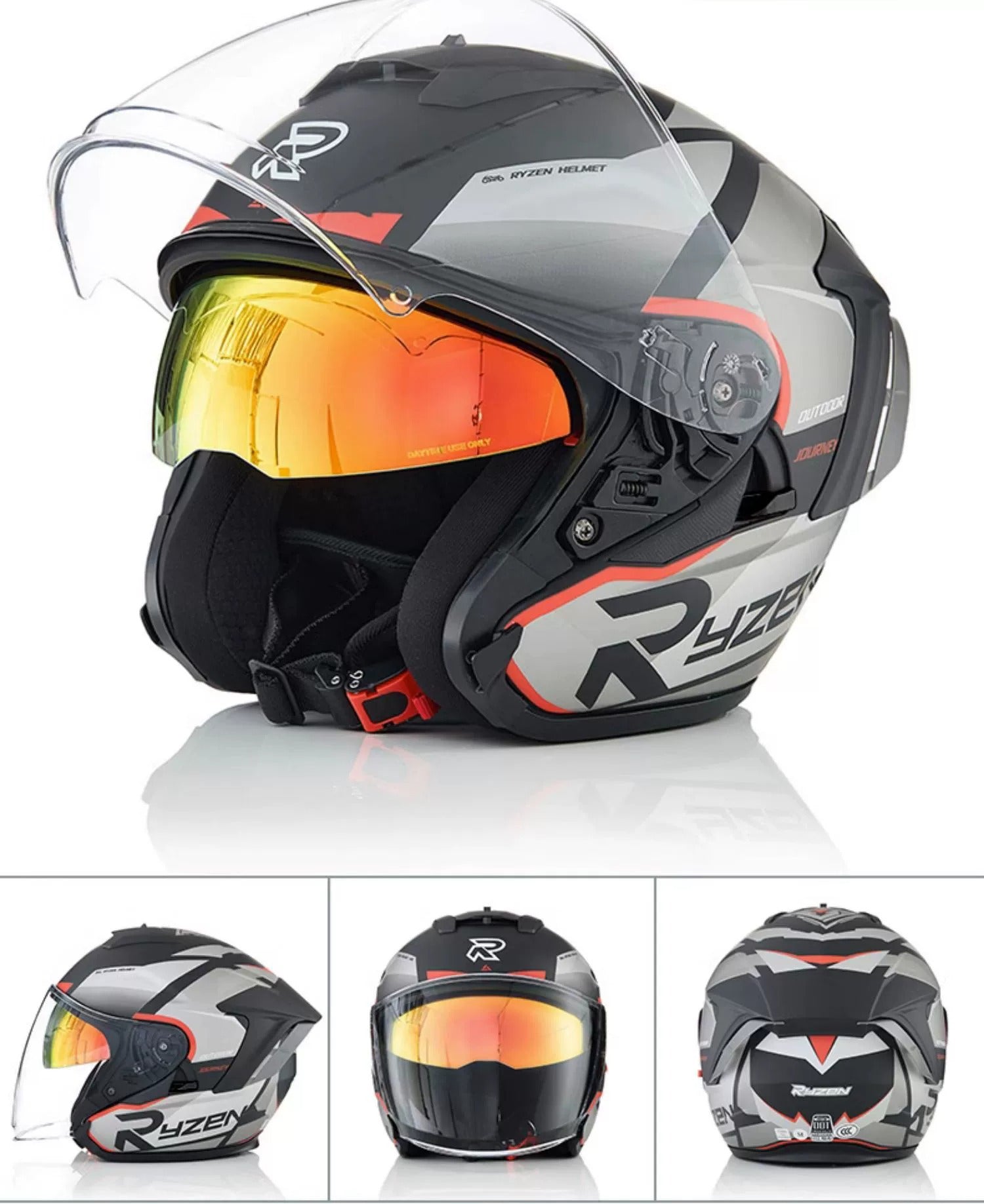 Matte Black, Gray & Red RO5 Motorcycle Helmet at KingsMotorcycleFairings.com