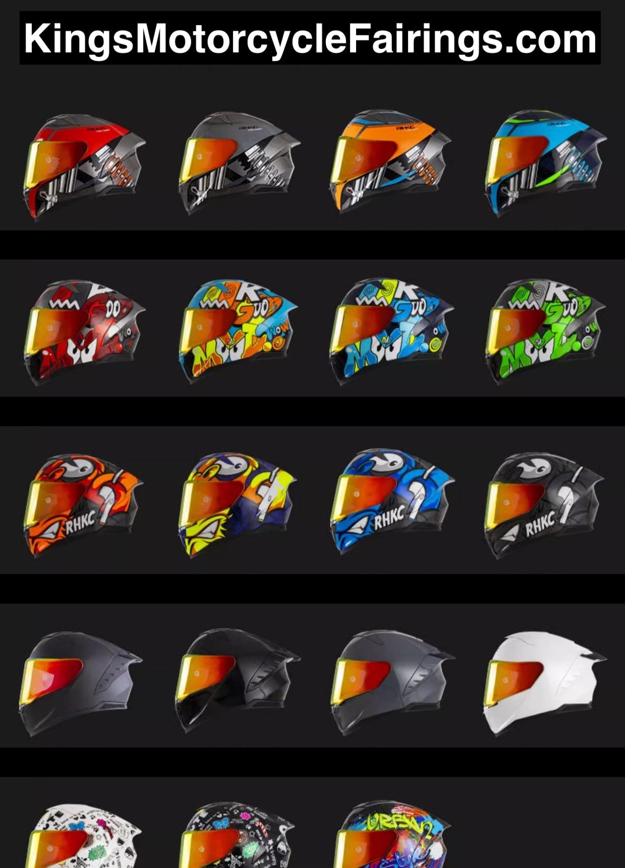 RHKC Motorcycle Helmets at KingsMotorcycleFairings.com