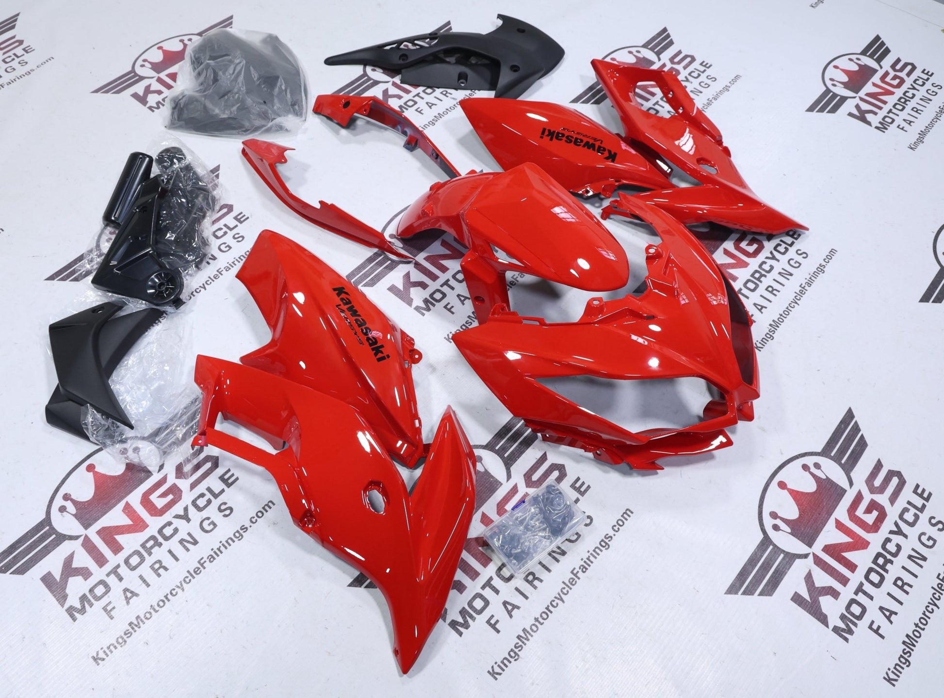 Red Kawasaki Versys 650 Fairings (2015-2021) from KingsMotorcycleFairings.com